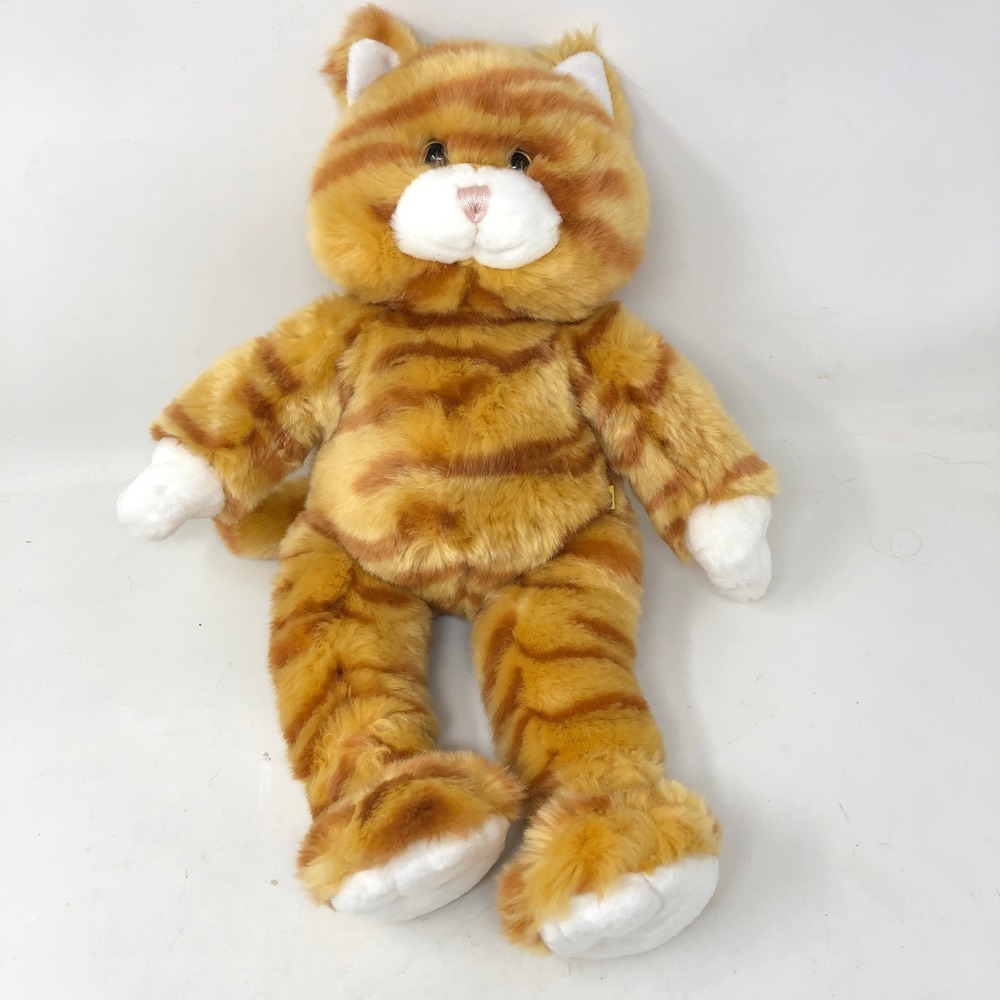 Build A Bear 16" Plush Orange Tabby Cat Ginger Striped White‎ Paws Meow Sound